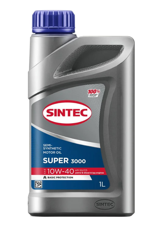 Масло для 4-х тактных двигателей SINTEC SUPER 3000 SAE 10W40 SG/CD (п/синт) 1л