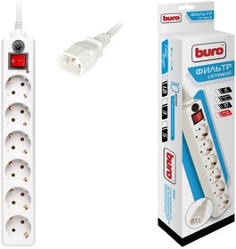 Сетевой фильтр Buro 600SH-1.8-UPS-W 1.8м (6 розеток) белый (коробка)