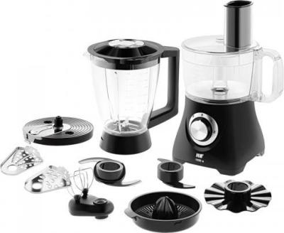 Кухонный комбайн HITT HT-5701 1000Вт, черный, плавная регулировка скорости, насадка для дранников