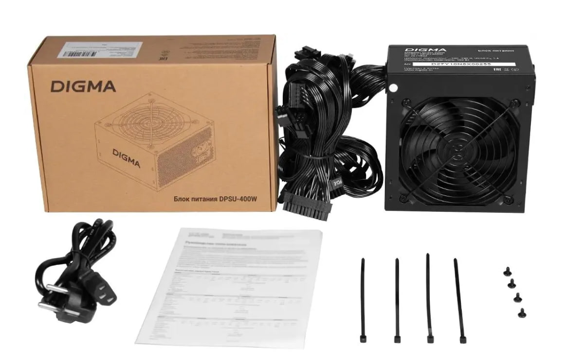 Блок питания 400W Digma DPSU-400W (20+4pin) 120mm fan 3xSATA