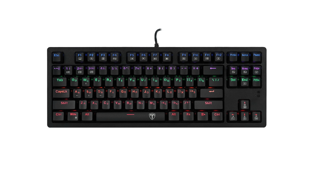 Клавиатура T-line Volt RU,радужная черная, 87кн игровая DEFENDER