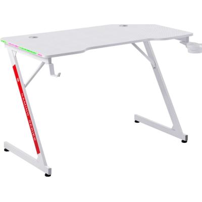 Игровой компьютерный стол Solas подвес кружк+гарн,бел,МДФ,RGB DEFENDER