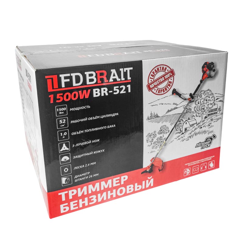 Триммер бензиновый Brait BR-521 52 см3, 2.0л.с., 8,3 кг