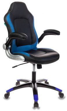 Кресло игровое Бюрократ VIKING-1N/BL+BLUE черный/синий искусственная кожа