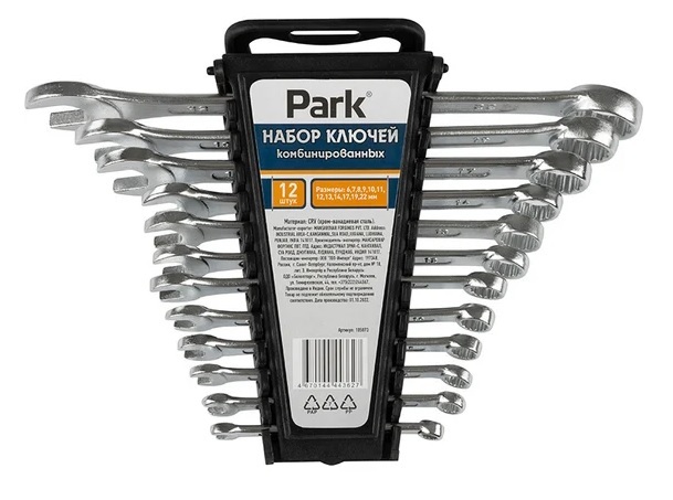 Набор ключей комбинированных Park 12 шт CrV пластиковый кейс\\105073