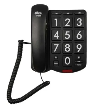 Телефон проводной RITMIX RT-520 black, без дисплея,с большими кнопками и крупн. цифрами