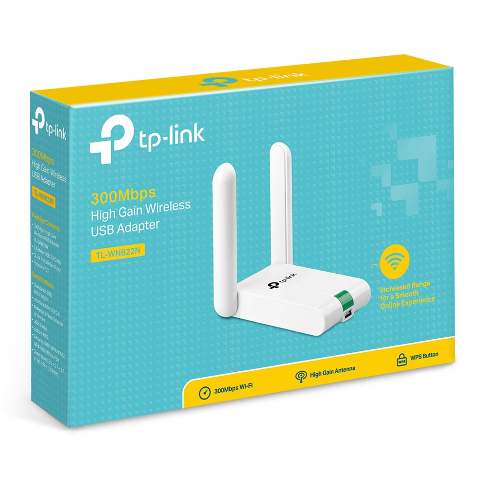 Сетевой адаптер TP-Link TL-WN822N USB 2.0 (внешние 2 ант) (802.11b/g/n 2.4ГГц 300Мбит/с,2x3dBi)белый