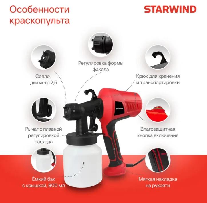Краскопульт Starwind SG450 450Вт бак:800мл 650мл/мин