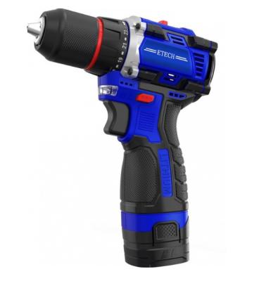 Аккумуляторный шуруповерт Etech TEH-16BL бесщеточный 2 Акк, 2Ач , 50Нм, кейс с набором сверл/бит/гол