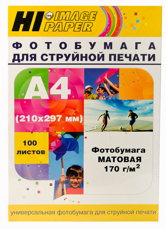 Фотобумага матовая односторонняя (Hi-image paper) A4, 170 г/м, 100 л. (A2118)