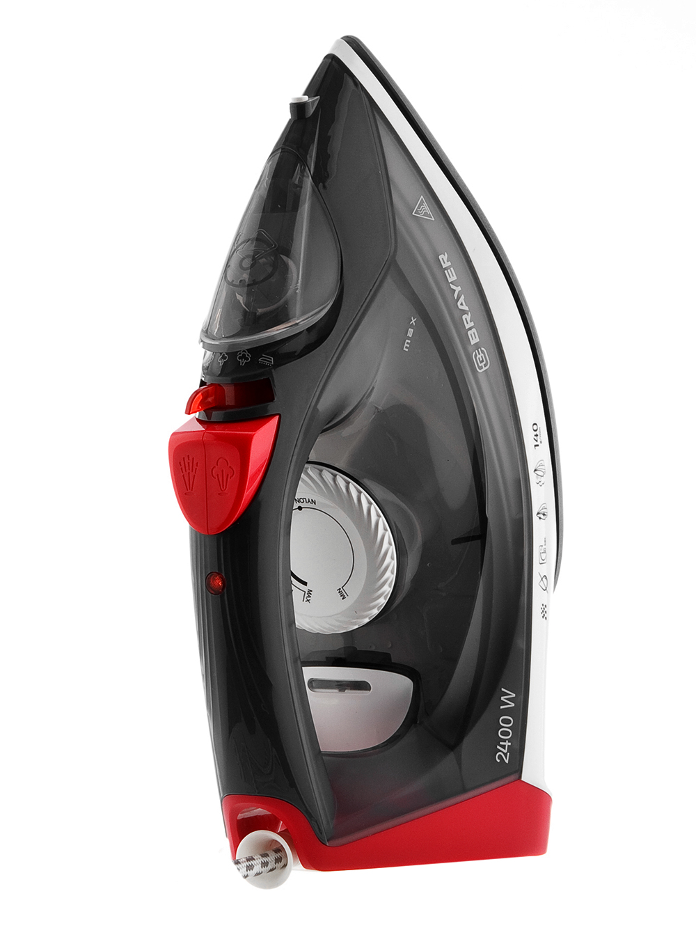 Утюг Brayer 4011BR 2400 Вт, керамич, пар 140 г/мин, антикапля, разбрызг, 330 мл, верт отпарив.